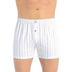 Öts Erkek Boxer Çizgili, Düğmeli (%100 Pamuk), Beyaz, L