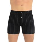 Öts Erkek Boxer Çizgili, Düğmeli (%100 Pamuk), Siyah, XXL