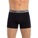 Öts Erkek Boxer Lastik Detaylı (%96 Pamuk -%4 Elastan), Siyah, L