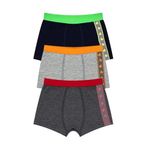 Öts Erkek Çocuk Boxer 3'lü (%96 Pamuk -%4 Elastan), 7243-3, Renkli, 9-10 Yaş