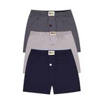 Öts Erkek Çocuk Boxer 3'lü Düğmeli (%100 Pamuk) - 7 - 8 Yaş - Gri