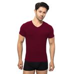 ÖTS Erkek Modal T-Shirt - Ultra Yumuşak, Nefes Alabilir, Etiketsiz Esnek Kalıp Erkek Fanila, O ve V Yaka Seçenekli İç Giyim Tişört, Günlük ve Spor Tişört, (Bordo - XXL)
