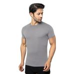 ÖTS Erkek Modal T-Shirt - Ultra Yumuşak, Nefes Alabilir, Etiketsiz Esnek Kalıp Erkek Fanila, O ve V Yaka Seçenekli İç Giyim Tişört, Günlük ve Spor Tişört, (Gri - L)