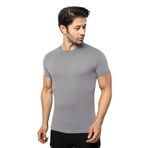 ÖTS Erkek Modal T-Shirt - Ultra Yumuşak, Nefes Alabilir, Etiketsiz Esnek Kalıp Erkek Fanila, O ve V Yaka Seçenekli İç Giyim Tişört, Günlük ve Spor Tişört, (Gri - XXL)