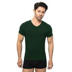 ÖTS Erkek Modal T-Shirt - Ultra Yumuşak, Nefes Alabilir, Etiketsiz Esnek Kalıp Erkek Fanila, O ve V Yaka Seçenekli İç Giyim Tişört, Günlük ve Spor Tişört, (Haki - M)