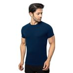 ÖTS Erkek Modal T-Shirt - Ultra Yumuşak, Nefes Alabilir, Etiketsiz Esnek Kalıp Erkek Fanila, O ve V Yaka Seçenekli İç Giyim Tişört, Günlük ve Spor Tişört, (İndigo - M)