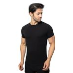 ÖTS Erkek Modal T-Shirt - Ultra Yumuşak, Nefes Alabilir, Etiketsiz Esnek Kalıp Erkek Fanila, O ve V Yaka Seçenekli İç Giyim Tişört, Günlük ve Spor Tişört, (Siyah - L)