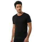 ÖTS Erkek V Yaka Fanila - %100 Pamuk Kumaş, Ultra Yumuşak, Rahat Kalıp Tişört, Etiketsiz Tasarım, Kaliteli Günlük Kullanıma Uygun T-Shirt, (Siyah - XL)