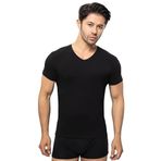 ÖTS Erkek V Yaka Fanila -%100 Pamuk Kumaş, Ultra Yumuşak, Rahat Kalıp Tişört, Etiketsiz Tasarım, Kaliteli Günlük Kullanıma Uygun T-Shirt, (Siyah - XXL)