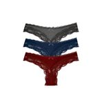 Öts Kadın 3'lü Dantelli Fantezi Külot (%96 Pamuk -%4 Elastan), Renkli, XL