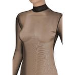 Öts Kadın Atlet Balıkçı Yaka Tül Transparan Bluz (%96 Pamuk - %4 Elastan) - XL - Siyah