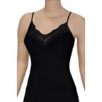 Öts Kadın Atlet Dantelli V Yaka (%96 Pamuk - %4 Elastan) - XL - Siyah