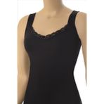 Öts Kadın Atlet Kalın Askılı Dantelli (%96 Pamuk - %4 Elastan) - XL - Siyah