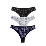 Öts Kadın Külot 3'lü Baskılı Brazilian (%96 Pamuk -%4 Elastan), Renkli, XL
