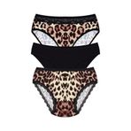 Öts Kadın Külot 3'lü Leoparlı (%90 Viskon -%10 Elastan), Renkli, M