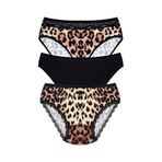 Öts Kadın Külot 3'lü Leoparlı (%90 Viskon -%10 Elastan), Renkli, XL