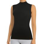 ÖTS Kadın Sıfır Kol Boğazlı Body - Pamuklu Kumaş, Ultra Yumuşak, Esnek Kalıp Tişört, Balıkçı Yaka ve Şık T-Shirt, (Siyah - XXL)