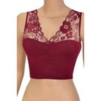 Öts Kadın Sütyen Büzgülü Dantelli Büstiyer (%96 Pamuk - %4 Elastan) - XL - Bordo