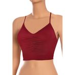 Öts Kadın Sütyen Sporcu Büzgülü Pedsiz Balensiz Büstiyer (%95 Viscose %5 Elastane) - M - Bordo