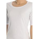 Öts Kadın T-Shirt Ribana Yarım Kollu (%100 Pamuk), Beyaz, L