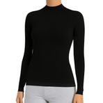 ÖTS Kadın Uzun Kollu Boğazlı Body - Pamuklu Kumaş, Ultra Yumuşak, Esnek Kalıp, Balıkçı Yaka ve Şık T-Shirt, Her Mevsime Uygun Tişört, (Siyah - XL)