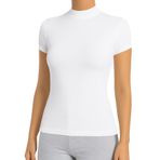 ÖTS Kadın Yarım Kollu Boğazlı Body - Pamuklu Kumaş, Ultra Yumuşak, Esnek Kalıp, Balıkçı Yaka ve Şık T-Shirt, Her Mevsime Uygun Tişört, (Beyaz - XXL)