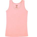 Öts Kız Çocuk Atlet Ribana Kalın Askılı Dantel Detaylı (%100 Pamuk) - 11 - 12 Yaş - Somon
