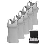 ÖTS Premium 5’li Erkek Atlet - Hediye Kutulu,%100 Pamuk Kumaş, Ultra Yumuşak, Rahat Kalıp, Etiketsiz Tasarım, Kaliteli Atlet (GRİ, Large)