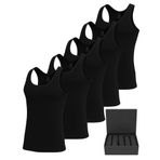 ÖTS Premium 5’li Erkek Atlet - Hediye Kutulu,%100 Pamuk Kumaş, Ultra Yumuşak, Rahat Kalıp, Etiketsiz Tasarım, Kaliteli Atlet (SİYAH, Large)