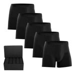 Öts Premium 5'li Erkek Boxer - Hediye Kutulu, Modal Kumaş, Ultra Yumuşak, Esnek Kalıp, Etiketsiz Tasarım, Kaliteli Boxer (Siyah - M)