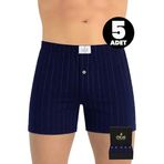 ÖTS Premium 5’li Erkek Boxer - Hediye Kutulu,%100 Pamuk, Ultra Yumuşak Kumaş, Rahat Kalıp, Etiketsiz ve Kaliteli Boxer, (Çizgili İndigo - XL)
