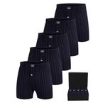 ÖTS Premium 5’li Erkek Boxer - Hediye Kutulu,%100 Pamuk, Ultra Yumuşak Kumaş, Rahat Kalıp, Etiketsiz ve Kaliteli Boxer, (Çizgili İndigo - XXL)