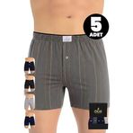 ÖTS Premium 5’li Erkek Boxer - Hediye Kutulu,%100 Pamuk, Ultra Yumuşak Kumaş, Rahat Kalıp, Etiketsiz ve Kaliteli Boxer, (Çizgili Koyu - M)