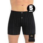 ÖTS Premium 5’li Erkek Boxer - Hediye Kutulu,%100 Pamuk, Ultra Yumuşak Kumaş, Rahat Kalıp, Etiketsiz ve Kaliteli Boxer, (Çizgili Siyah - M)