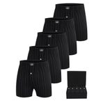 ÖTS Premium 5’li Erkek Boxer - Hediye Kutulu,%100 Pamuk, Ultra Yumuşak Kumaş, Rahat Kalıp, Etiketsiz ve Kaliteli Boxer, (Çizgili Siyah - XL)