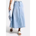 Ottawe Regular Fit Yüksek Bel Düğmeli A-Line Cepli Casual Esnemeyen Denim Jean Astarsız Diz Altı Etek