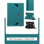 Ottawe Samsung Galaxy Book SM-W620 Lte 10.6'' Inç Universal 360° Döner Standlı Kapaklı Koruyucu Tablet Kılıfı - Turkuaz