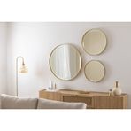 OTTO HOME GOODS ASU 3’LÜ (90CM-60CM-50CM) Metalik Mat Gold Yuvarlak Ahşap Çerçeveli Dekoratif Ayna