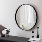 OTTO HOME GOODS Asu 40 cm Siyah Yuvarlak Ahşap Çerçeveli Dekoratif Ayna