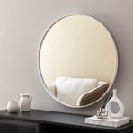 OTTO HOME GOODS Asu 90 cm Beyaz Yuvarlak Ahşap Çerçeveli Dekoratif Ayna