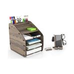 Otto Large Modest - 6 Renk A4 Evrak Rafı Masaüstü Organizer Düzenleyici (Ceviz) - -- - Option-1
