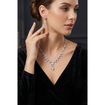 Otto Man Steel Jewelry Lalevi Model Rodyum Kaplama Zirkon Su Yolu Düğün Nişan Kolye Küpe Takı Seti
