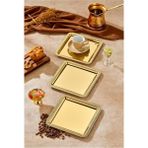 Ottoman Gold Serisi Gold Sunum Tepsisi, Söz Nişan Tepsisi, 24CM, Avangart Dizayn, 3 Adet