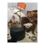 Ottoman Pouffe Dolgulu ! El Yapımı Hakiki Deri Orijinal Ottoman Siyah Puf Yer Minderi 60X40cm