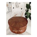 Ottoman Pouffe Dolgulu! Iskandinav Art Deco El Yapımı Hakiki Deri Orijinal Bohem Ottoman Puf Minder 60x30cm