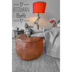 Ottoman Pouffe Hakiki Kuzu Deri El Yapımı İskandinav Ev Balkon Bahçe Bungalov Bohem Yer Ayak Uzatma Pufu Minderi Puf 60X40cm(DOLGULU) - 60 x 40 cm - Taba