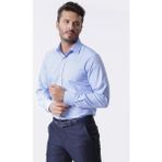 Ottomoda Erkek Açık Mavi Armürlü Uzun Kollu %100 Pamuklu Gömlek,OT-C-20075 - XL
