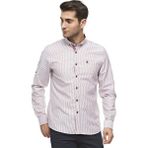 Ottomoda Erkek Bordo Oxford Çizgili Uzun Kollu Slim Fit Gömlek, Ot-c-20019