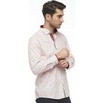 Ottomoda Erkek|Beyaz Bordo|Uzun Kollu|Regular|Pamuklu|Gömlek|OT-C-20090 - XL