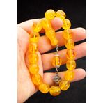 OTTOTESBİH Erkek 14x15mm Maskot Boy Limon Sarısı Hareli Kehribar Tesbih Efe Tesbihi